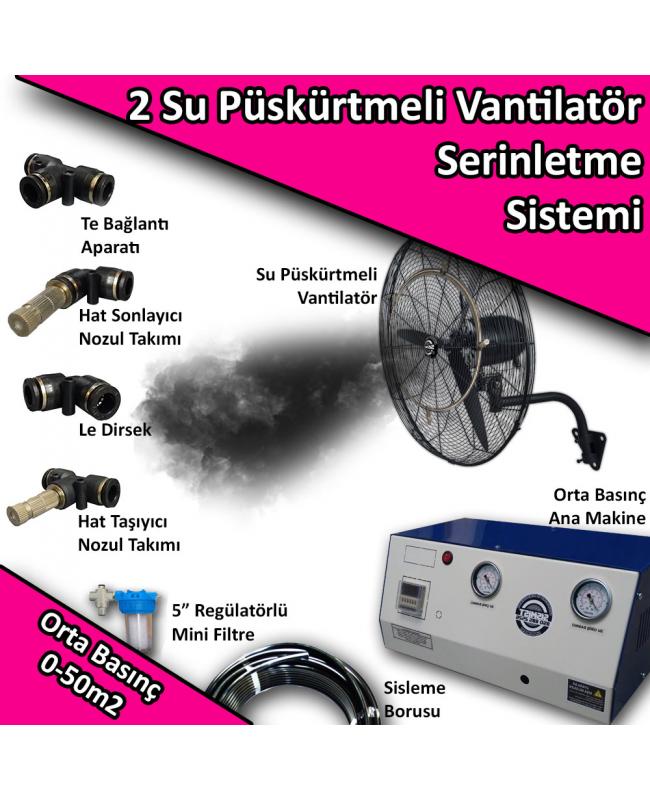 2 Fan Açık Alan Soğutma Serinletme Sistemi Orta Basınç 0-50m2 2 Fan Açık Alan Soğutma Serinletme Sistemi Orta Basınç 0-50m2